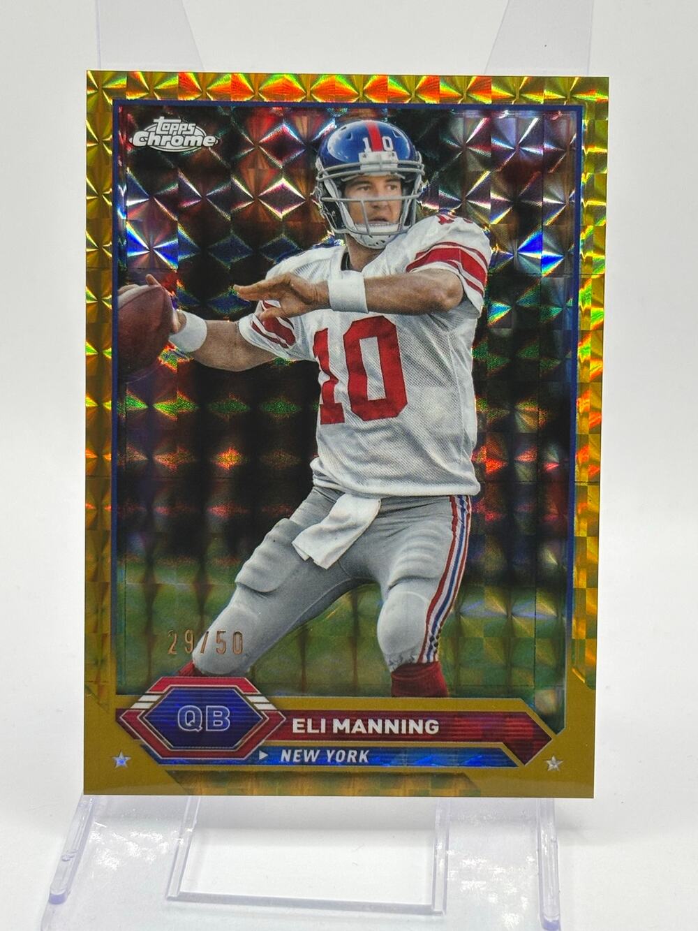 2023 Topps Chrome Eli Manning Gold Geometric Refractor 29/50 SP New York Giants
